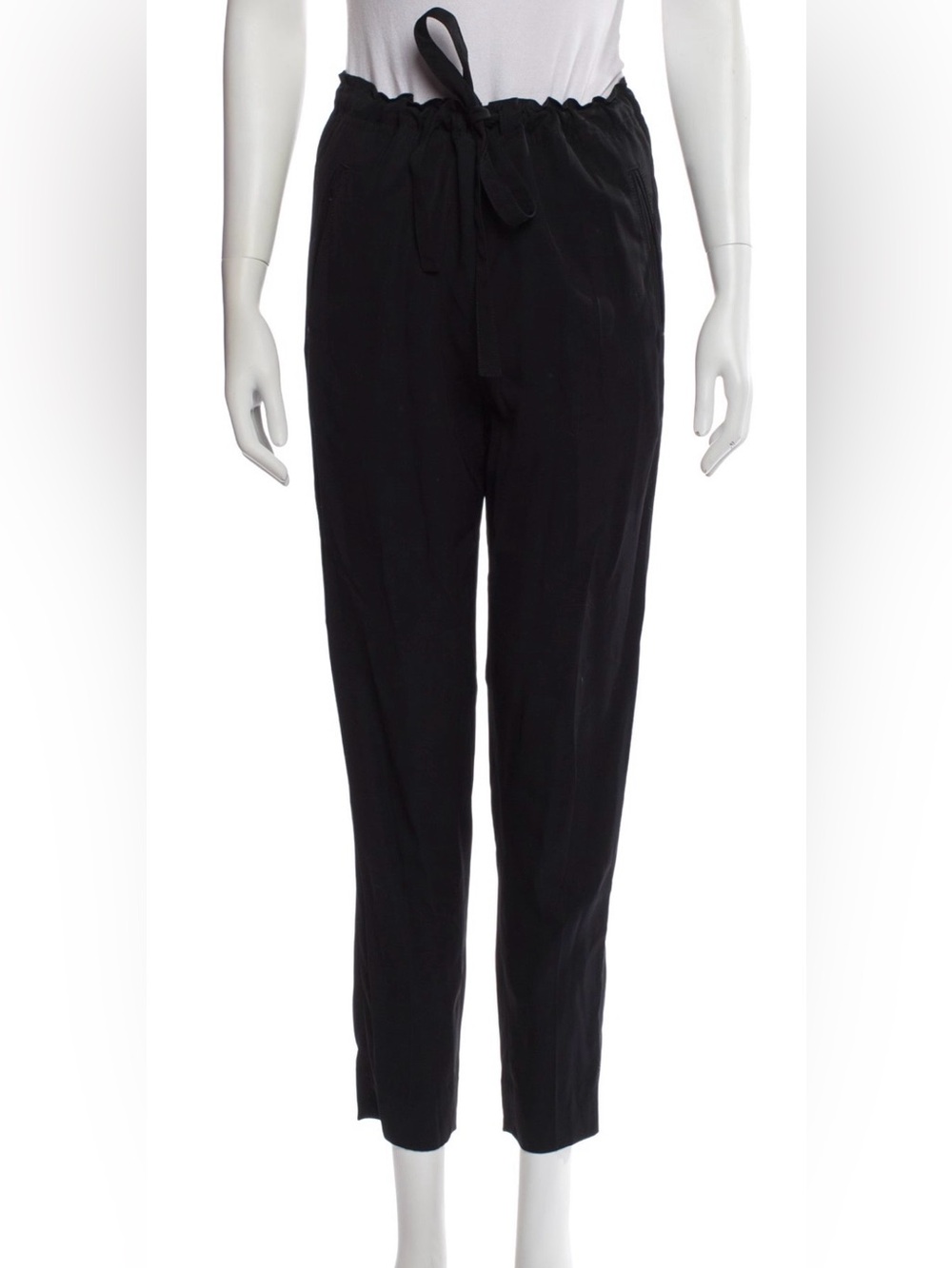 Maria McManus Black Straight-Leg Paperbag Waist Pants XS